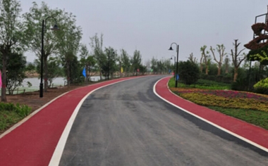 2014年桐一惠线彩色沥青现场施工